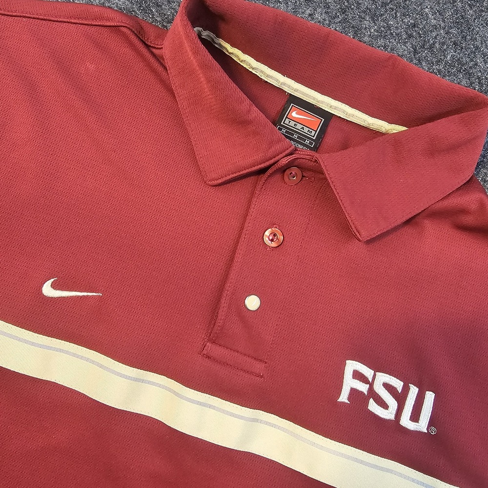 Nike Dri-Fit Florida State Seminoles FSU Polo Shirt Mens Medium Red Team NCAA